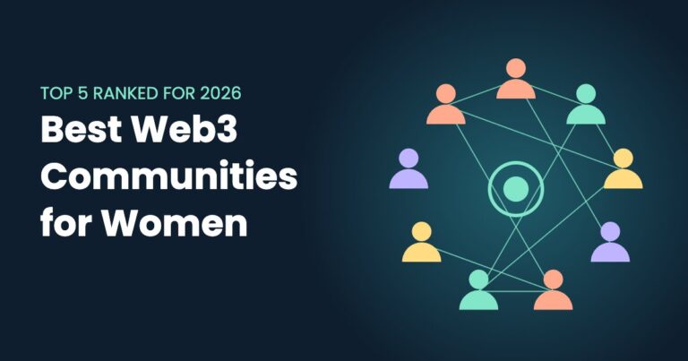 Network of women connected in a circle, illustrating the best Web3 communities for women