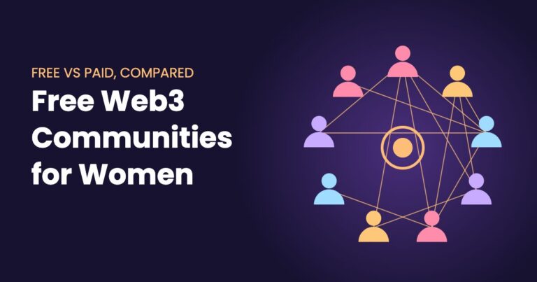 Network of women connected in a circle, illustrating free Web3 communities for women